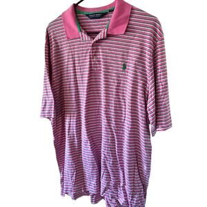 Stripped Ralph Lauren Polo Golf Large Pink Shirt Pima Cotton Y2K